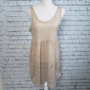 Beige Floral Print Bathing Suit Cover-up